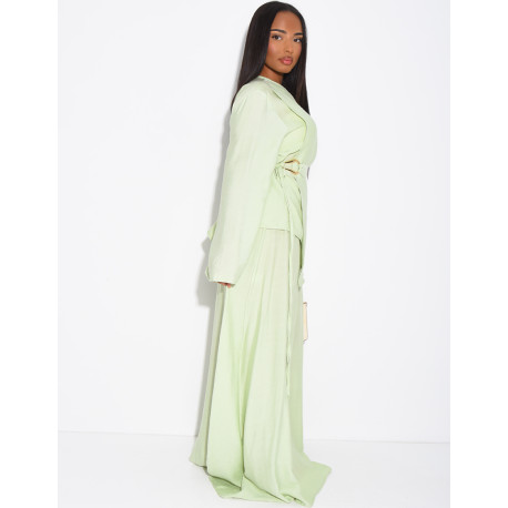 Ensemble effet lin jupe et top avec ceinture assortie
