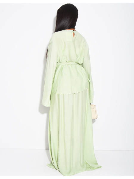 Ensemble effet lin jupe et top avec ceinture assortie