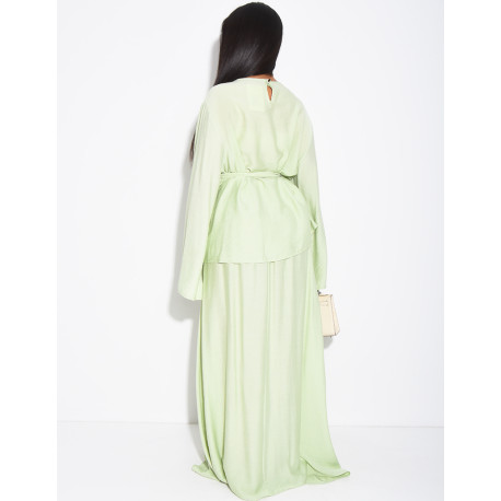 Ensemble effet lin jupe et top avec ceinture assortie