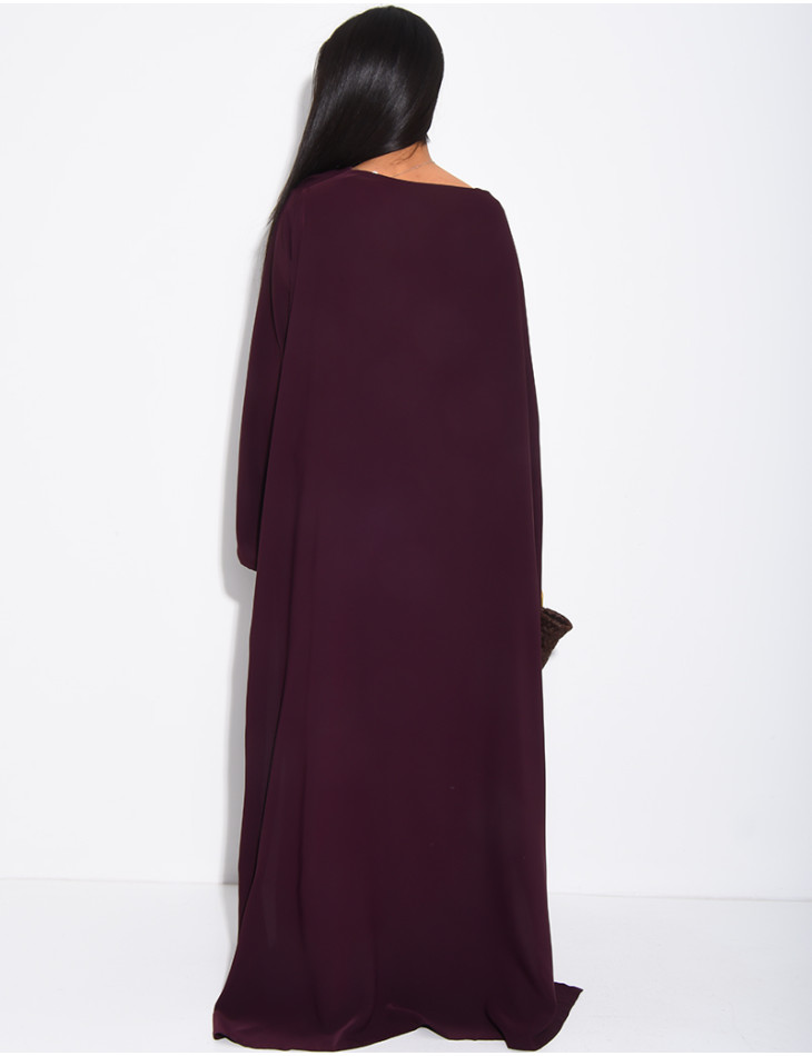 Satin set with gathered top and pants, featuring a cape