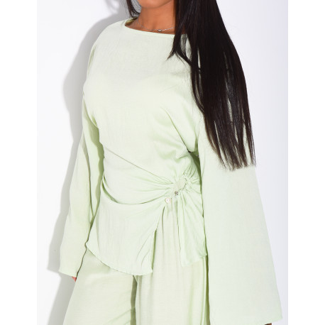 Ensemble en lin pantalon et top fendu