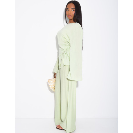 Ensemble en lin pantalon et top fendu