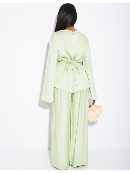 Ensemble en lin pantalon et top fendu