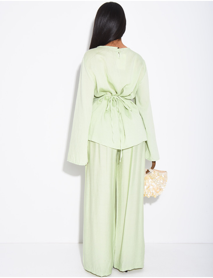 Ensemble en lin pantalon et top fendu
