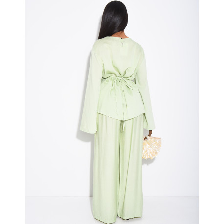 Ensemble en lin pantalon et top fendu