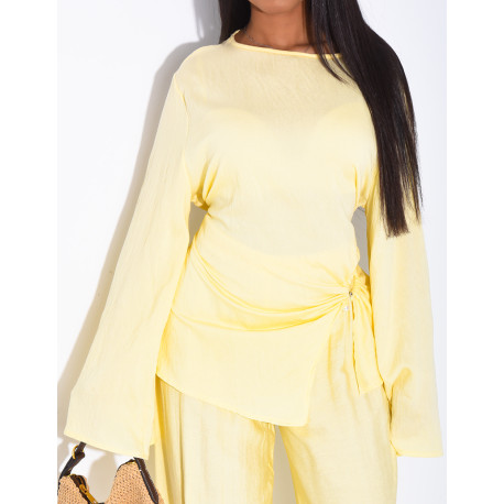 Ensemble en lin pantalon et top fendu