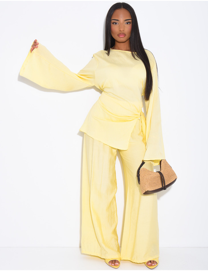 Ensemble en lin pantalon et top fendu