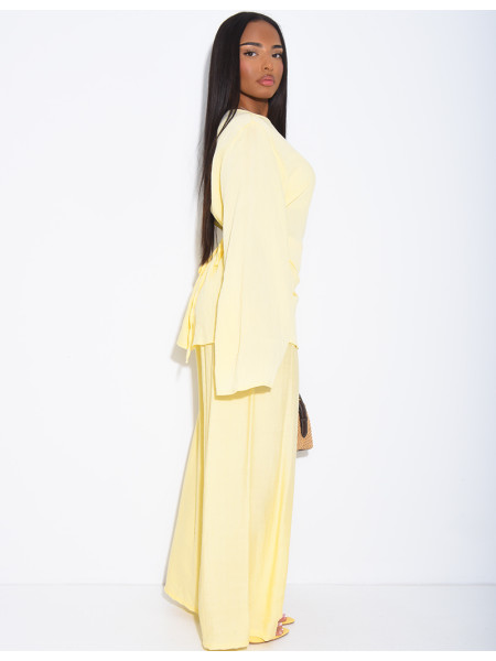 Ensemble en lin pantalon et top fendu