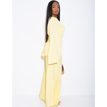 Ensemble en lin pantalon et top fendu