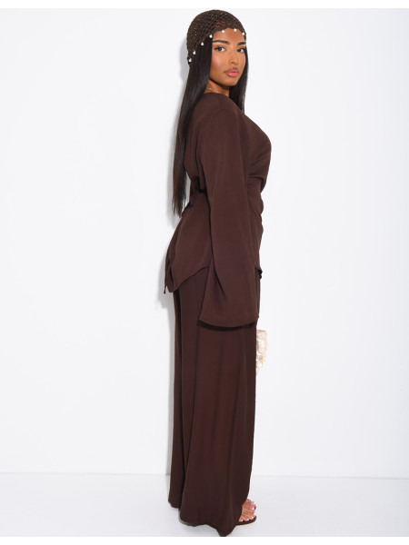 Ensemble en lin pantalon et top fendu
