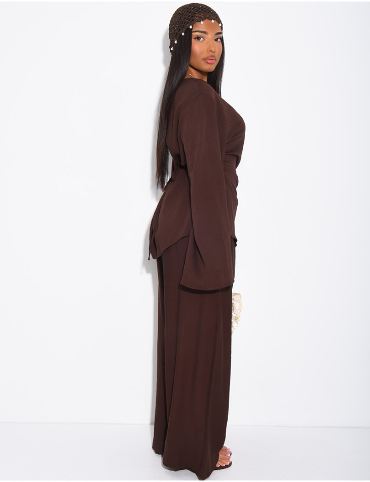 Ensemble en lin pantalon et top fendu