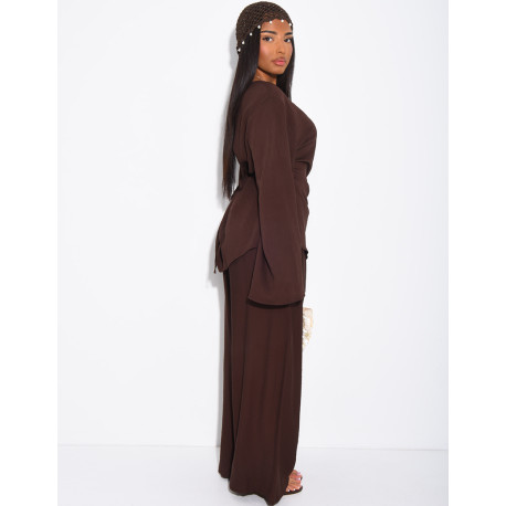 Ensemble en lin pantalon et top fendu
