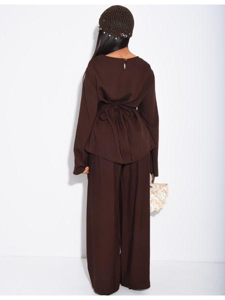 Ensemble en lin pantalon et top fendu