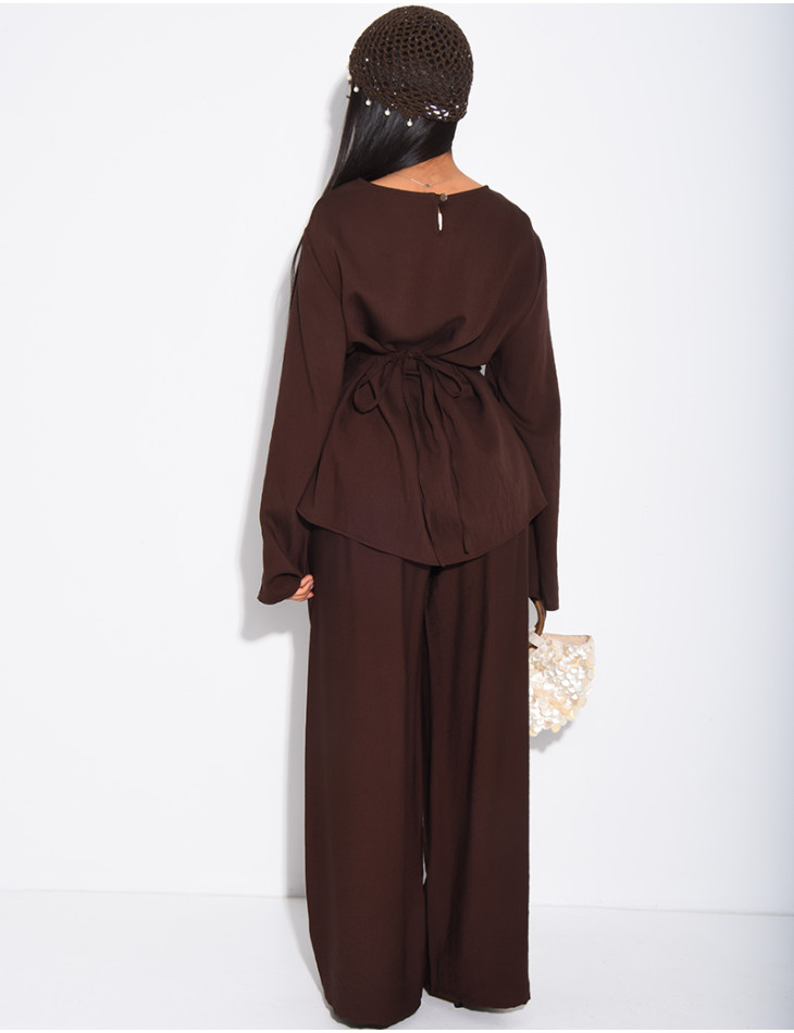 Ensemble en lin pantalon et top fendu