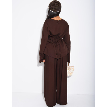 Ensemble en lin pantalon et top fendu