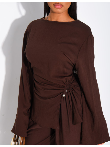 Ensemble en lin pantalon et top fendu