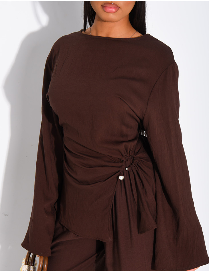 Ensemble en lin pantalon et top fendu