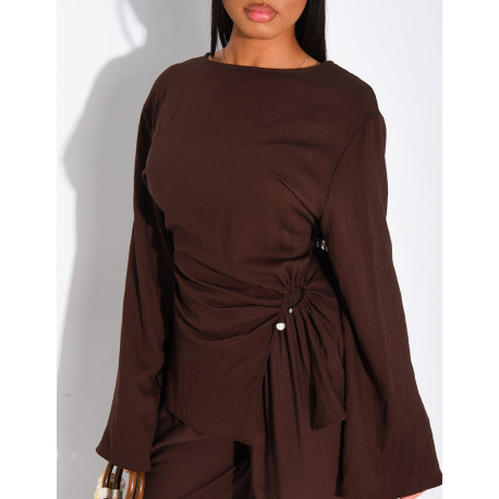 Ensemble en lin pantalon et top fendu