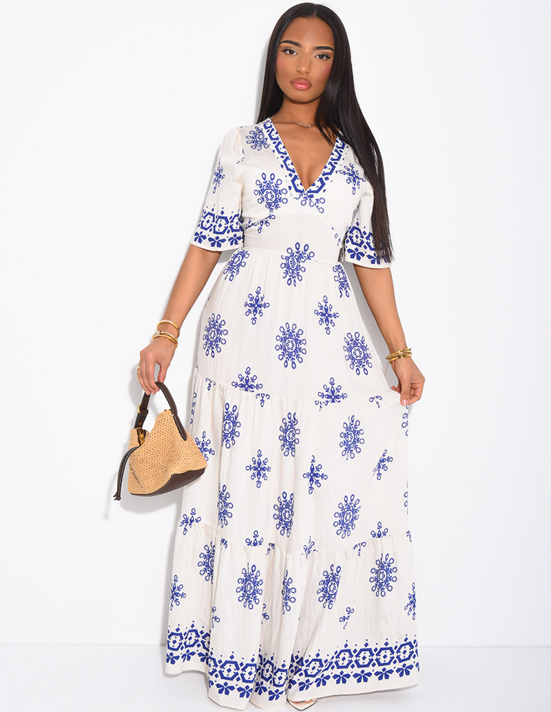 Kleid in Leinenoptik mit...