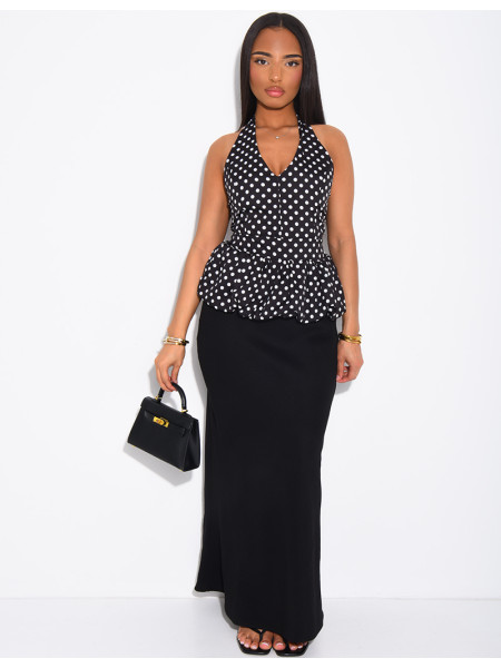 Polka dot cropped halter top