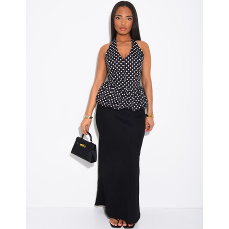 Polka dot cropped halter top