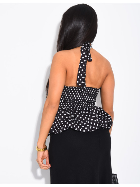 Polka dot cropped halter top