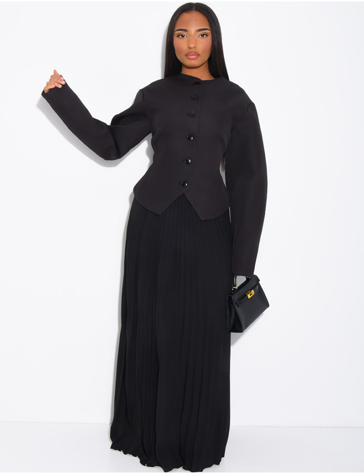 Very long pleated skirt
