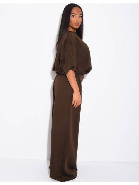 Ensemble sweat court et pantalon taille haute en néoprène