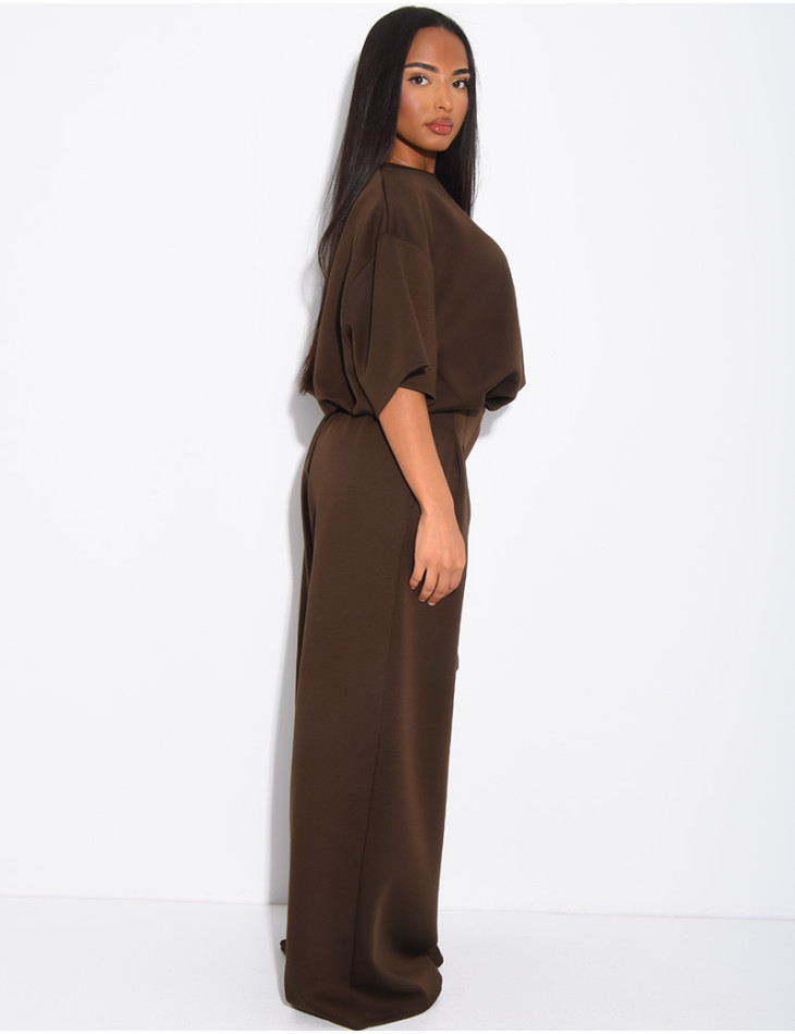 Ensemble sweat court et pantalon taille haute en néoprène