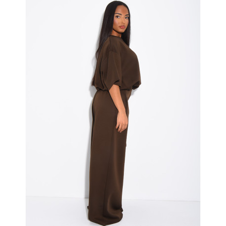 Ensemble sweat court et pantalon taille haute en néoprène