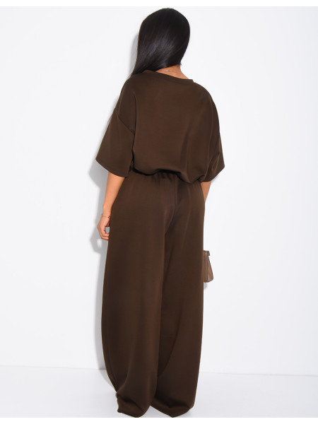 Ensemble sweat court et pantalon taille haute en néoprène