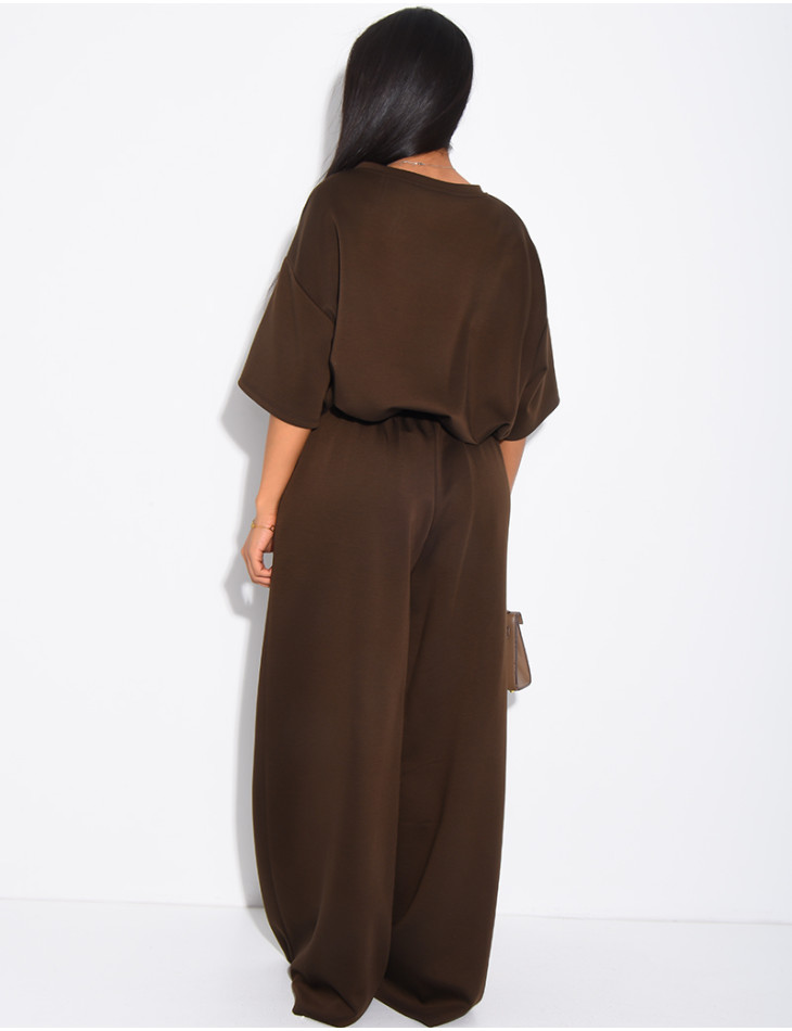 Ensemble sweat court et pantalon taille haute en néoprène