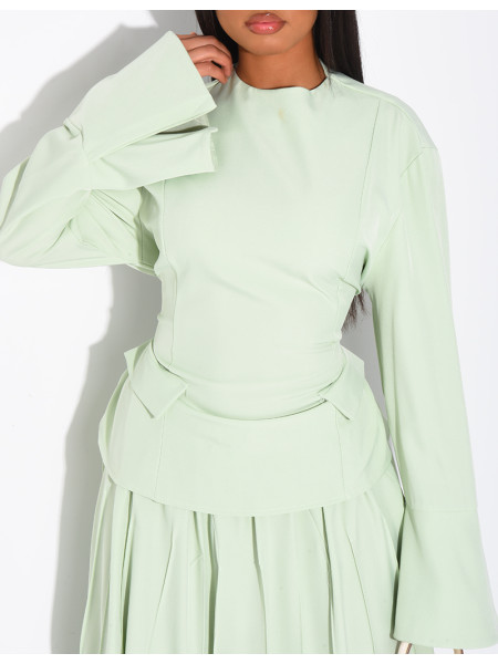 Ensemble top à poches à nouer et jupe ample