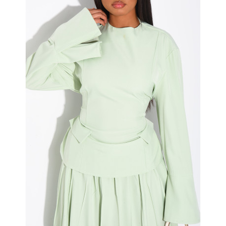Ensemble top à poches à nouer et jupe ample