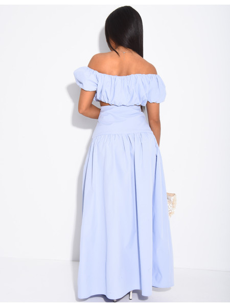 Ensemble jupe longue et crop top bouffant en coton