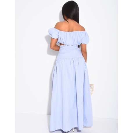 Ensemble jupe longue et crop top bouffant en coton
