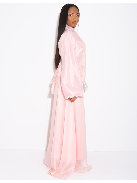 Ensemble jupe longue et top manches longues en organza doublé