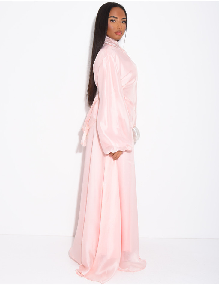 Ensemble jupe longue et top manches longues en organza doublé