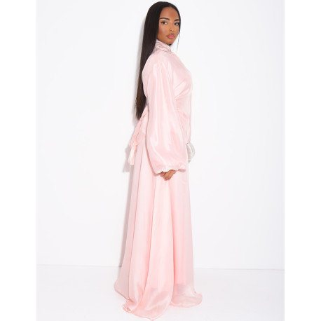 Ensemble jupe longue et top manches longues en organza doublé