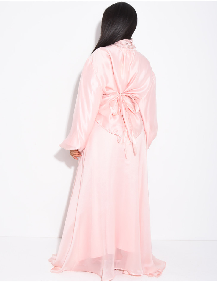 Ensemble jupe longue et top manches longues en organza doublé