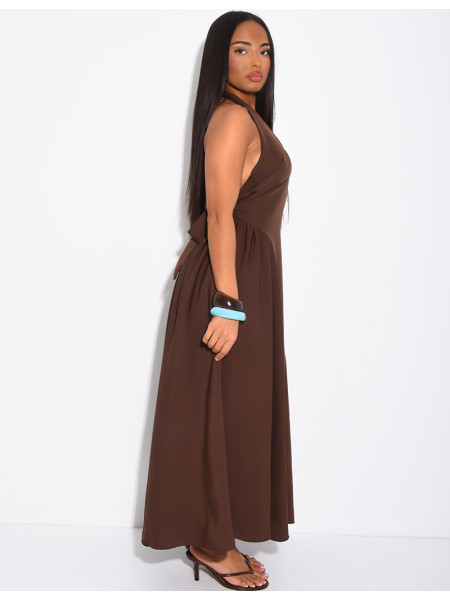 Robe longue dos nu bouffantes à nouer dans le dos