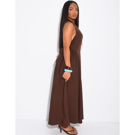 Robe longue dos nu bouffantes à nouer dans le dos