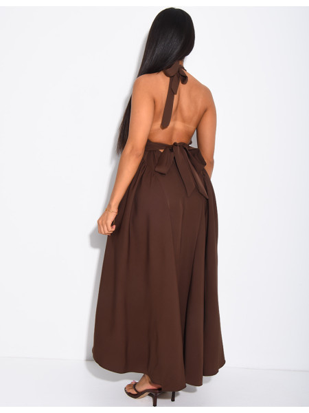 Robe longue dos nu bouffantes à nouer dans le dos