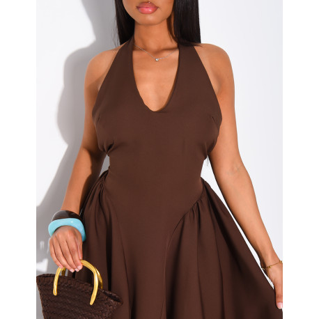 Robe longue dos nu bouffantes à nouer dans le dos