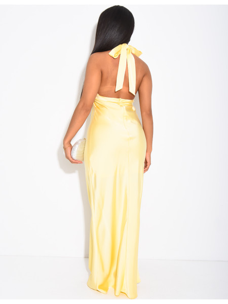 Robe longue en satin dos nu