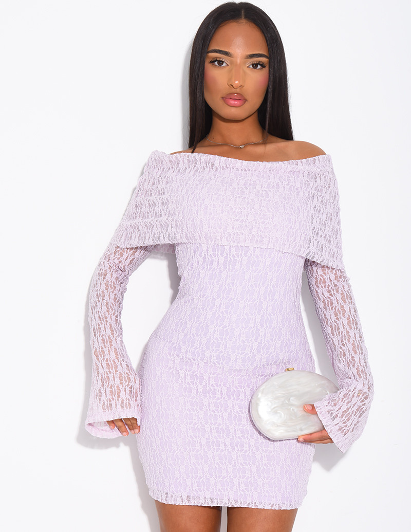 Robe courte col bateau en...