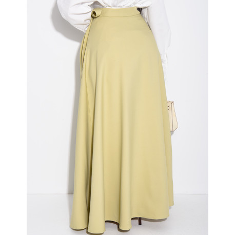 Jupe longue évasée à noeud à la taille