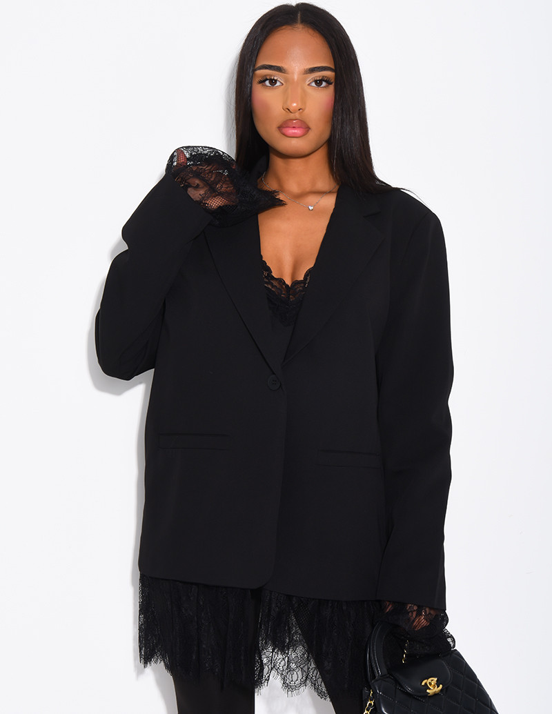 Blazer oversize à bordures...