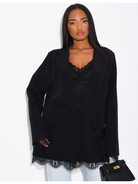 Blazer à bordures dentelle