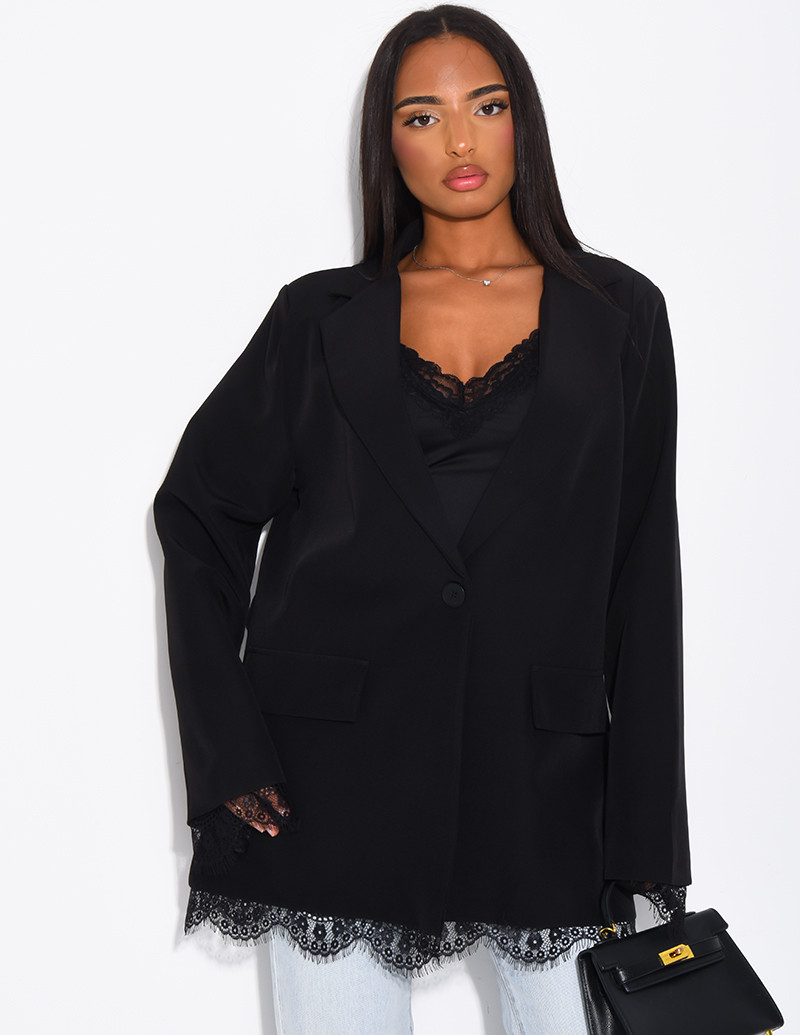 Blazer à bordures dentelle